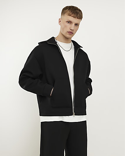 Black Oversized Zip Up Premium Hoodie