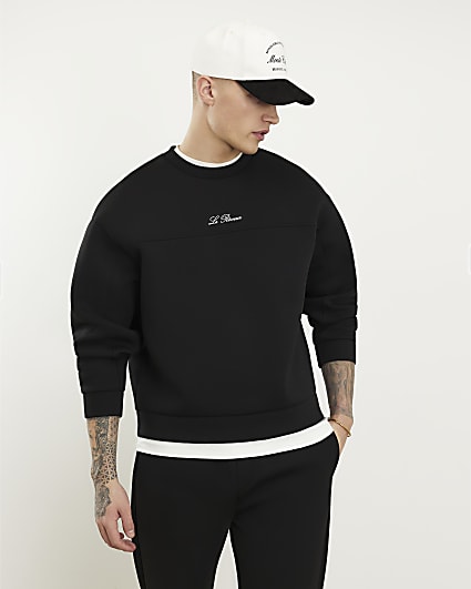 Black Oversized Premium Embroiderd Sweatshirt