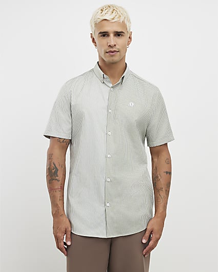 Green Slim Fit Spliced RR Shirt