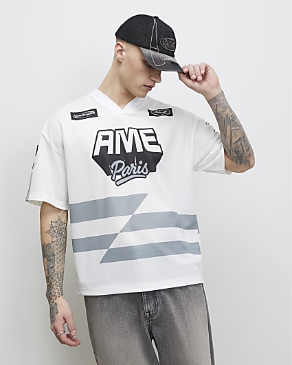 White Oversized Fit Ame Paris T-Shirt