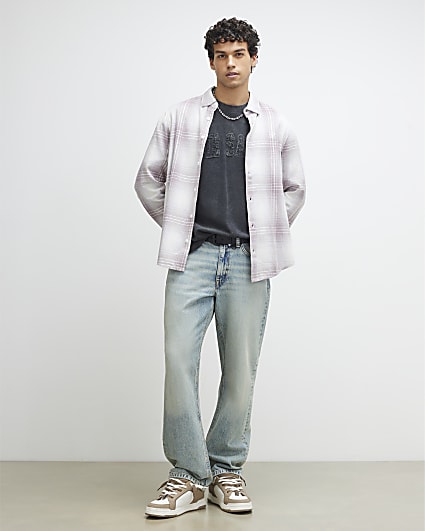 Purple Regular Fit Check Shirt