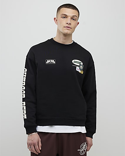 Black Oversized Fit Alpine Badging Sweatshirt