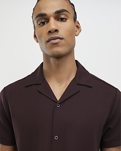 Red Muscle Fit Ring Snap Shirt