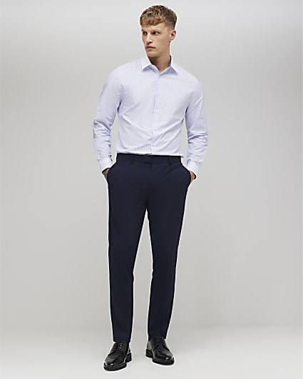 Blue Slim Fit Stripe Shirt