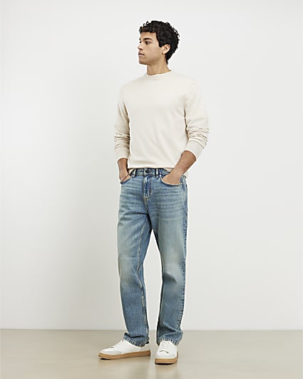 Blue Straight Leg Jeans