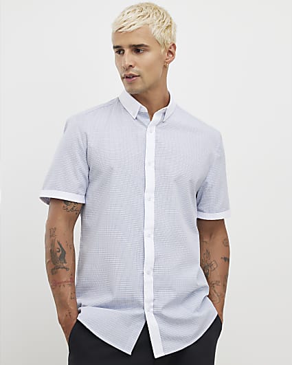 White Slim Fit Check Shirt
