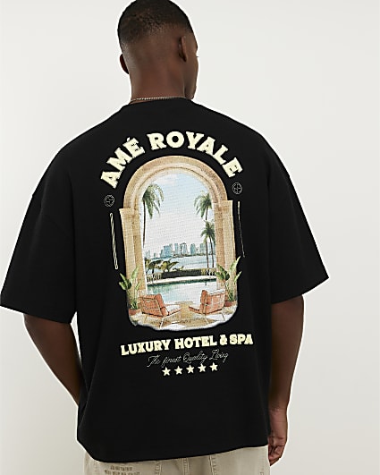 Tee shirt】Palais unoa Black Black Short Sleeve Palais Dept T