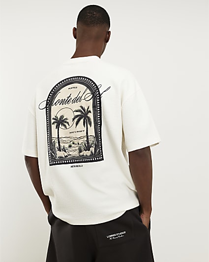 Cream Oversized Palm Patch T-Shirt