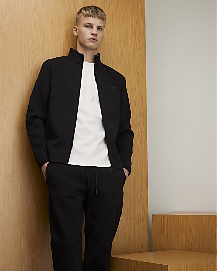Black RXR Zip Through Funnel Neck Sweatshirt