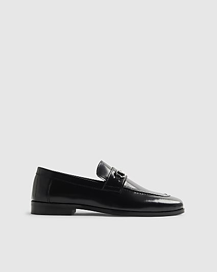 Black Leather Snaffle Loafers