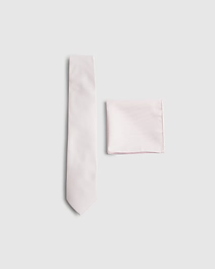 Pink Twill Tie And Handkerchief Set