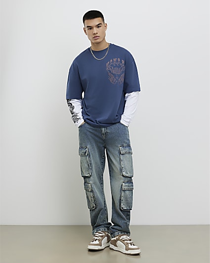 Blue Japanese Double Layered T-Shirt