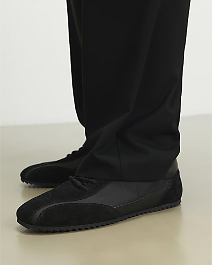 Black Suede Slim Trainers