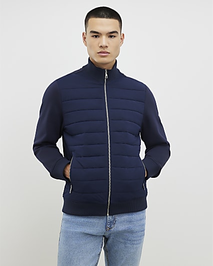 Navy Badged Funnel Neck Jacket