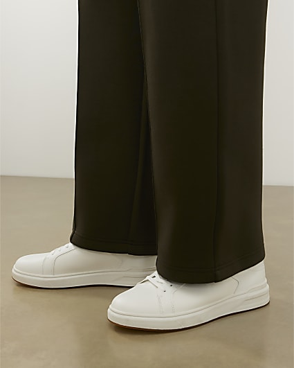 White Cupsole Lace Up Trainers