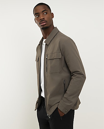 Brown Muscle Fit Shacket