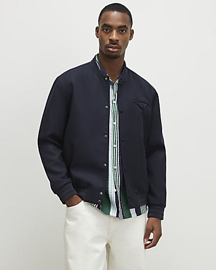 Navy Twill Bomber Jacket