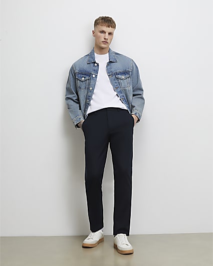 Navy Slim Fit Stretch Chino Trousers