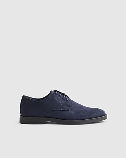 Navy Faux Suede Derby Shoes