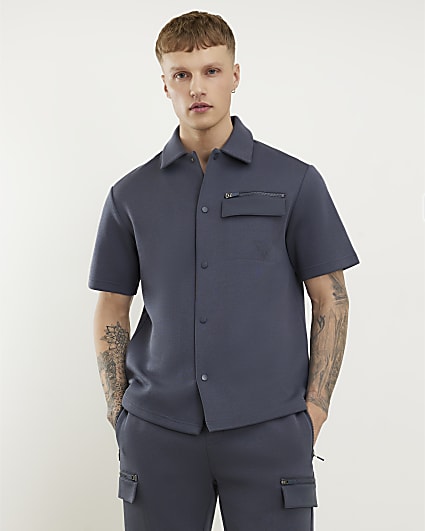 Grey Premium Regular Fit Nylon Pocket Shirt