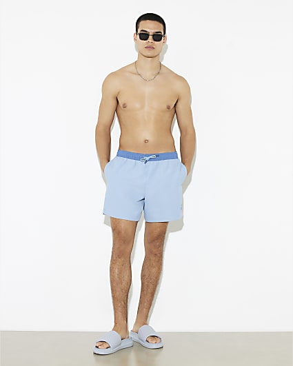 Blue Colour Block Swim Shorts
