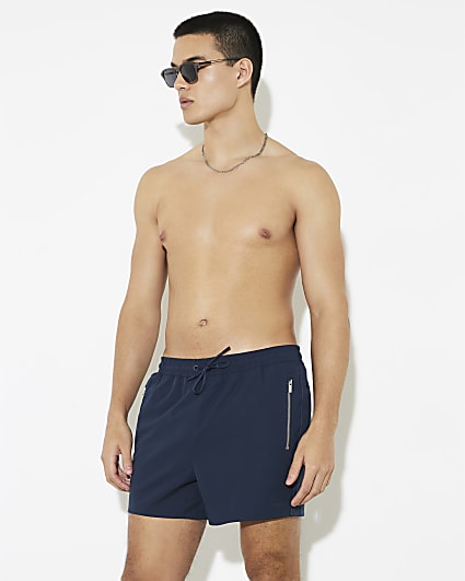 Navy Zip Swim Shorts