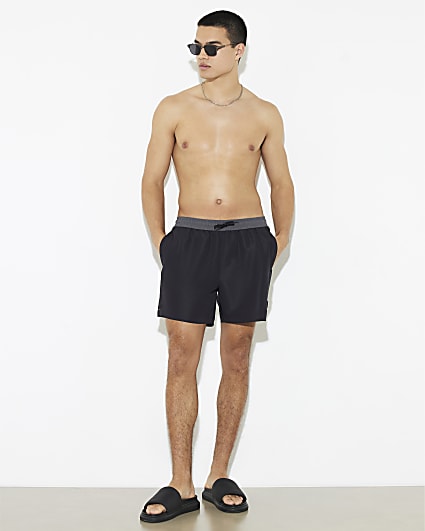 Black Colour Block Swim Shorts