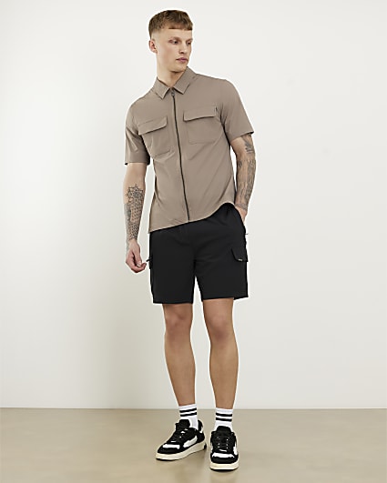 Black Skinny Fit Cargo Shorts
