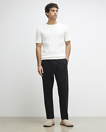 Black Slim Fit Stretch Textured Joggers