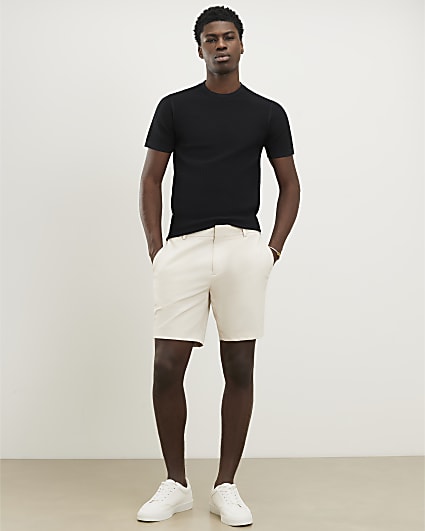 Cream Skinny Elasticated Stretch Shorts