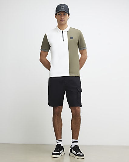 Black Regular Fit Cargo Shorts