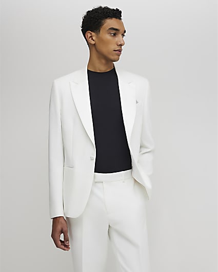 White Slim Fit Tuxedo Jacket