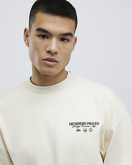 Cream Regular Fit Palais Car Sweatshirt