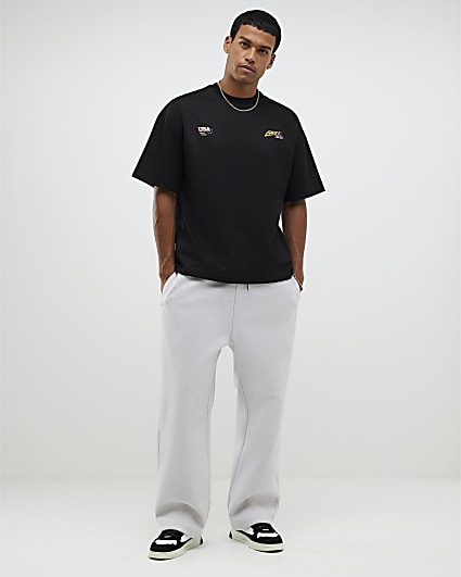 Black Oversized Fit USA Badge T-Shirt
