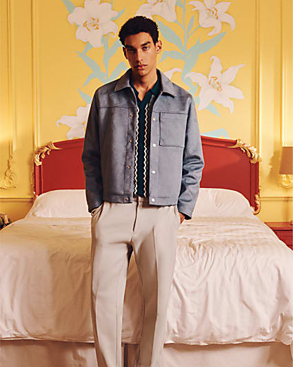 Blue Faux Suede Shacket