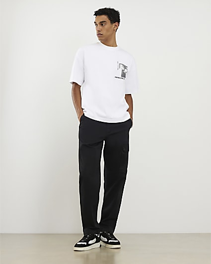 Black Regular Fit Cargo Trousers