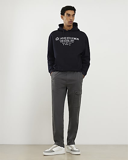 Grey Regular Fit Cargo Trousers