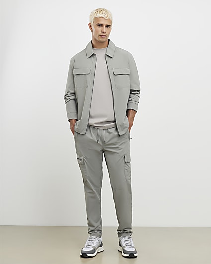 Grey Skinny Fit Cargo Trousers