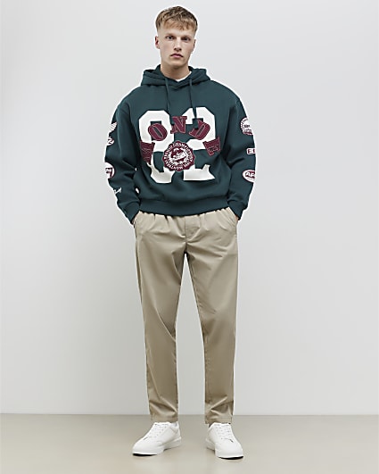 Beige Straight Fit Elasticated Trousers