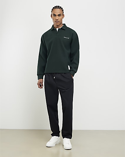 Black Straight Fit Elasticated Trousers