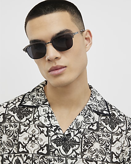 Grey Clubmaster Sunglasses