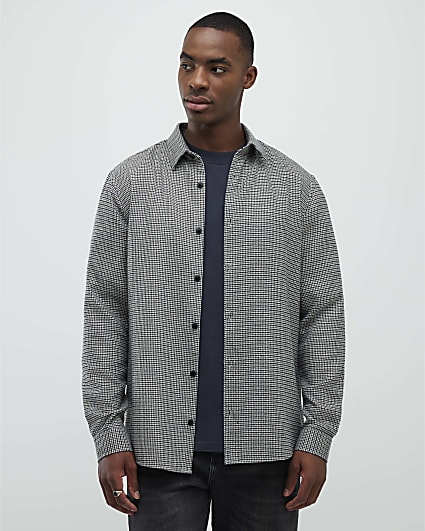 Grey textured zip up overshirt | River Island