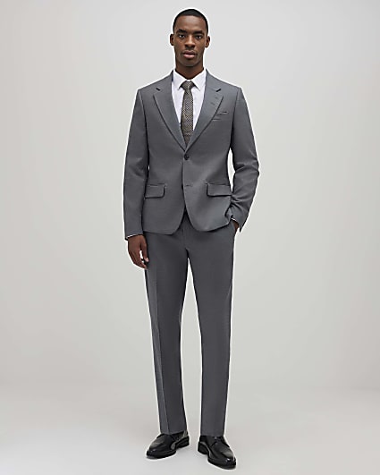 Grey Plain Skinny Suit Trouser