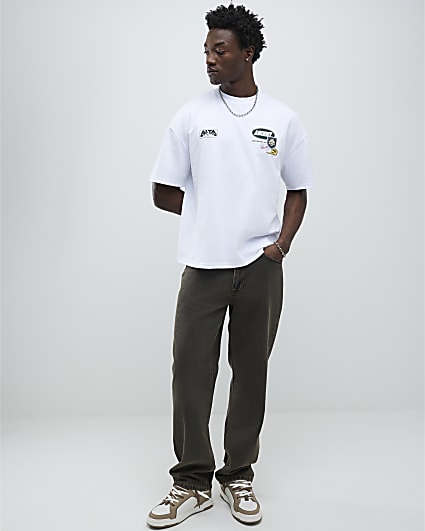White Oversized Fit Alpine Badging T-Shirt
