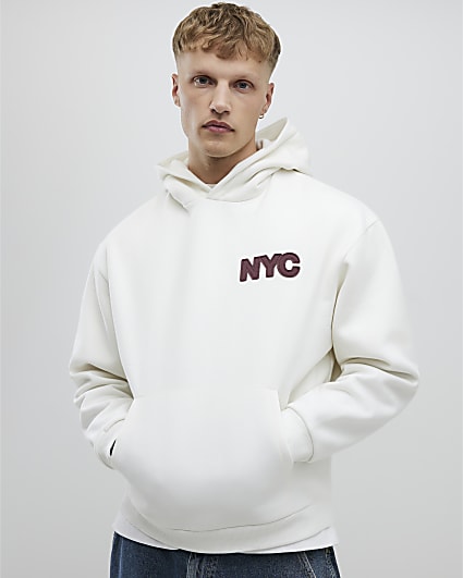Cream Oversized Fit NYC Hoodie