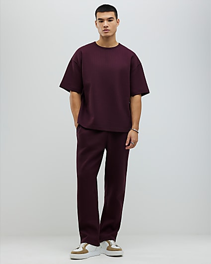 Red Oversized Fit T-Shirt And Joggers Set