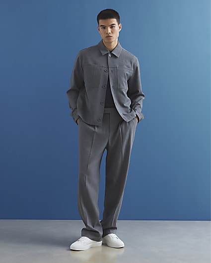 Blue Slim Fit Button Up Jacket