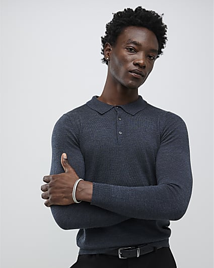 Grey Premium Merino Polo Shirt