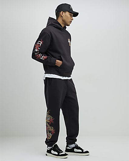 Black Regular Fit Japanese Kozushima Joggers