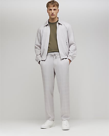 Beige Slim Fit Check Jogger